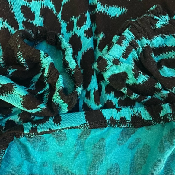 Michael Kors Teal and Black Animal Print Blouse EUC S - Picture 6 of 6